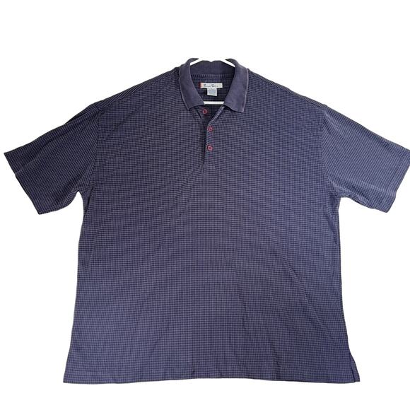 Burma Bibas Polo Shirt Men's Large Modal Blend Purple Small Check Vintage - Picture 1 of 11